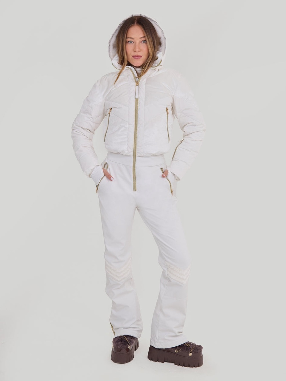 My Sunday Ski CHEVRON SKI SUIT - WHITE VELVET